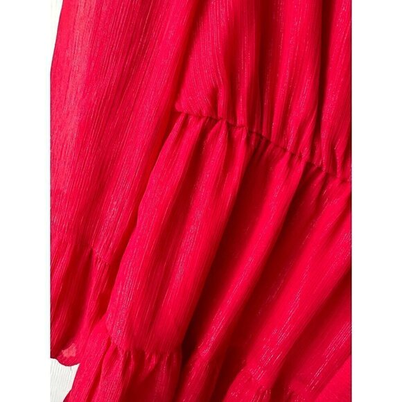 Crystal Doll Red Shiny Ruffle Dress Size Small - NWT - Picture 6 of 8
